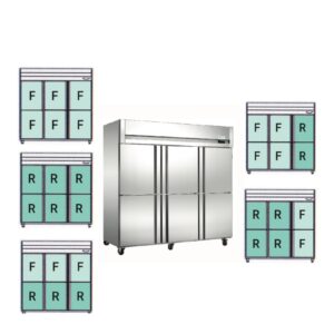 Upright 6 Door Chiller/ Freezer/ Combo